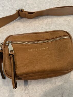 Poppy & Peonies Camel Tan Vegan Leather Belt/ Crossbody Bag